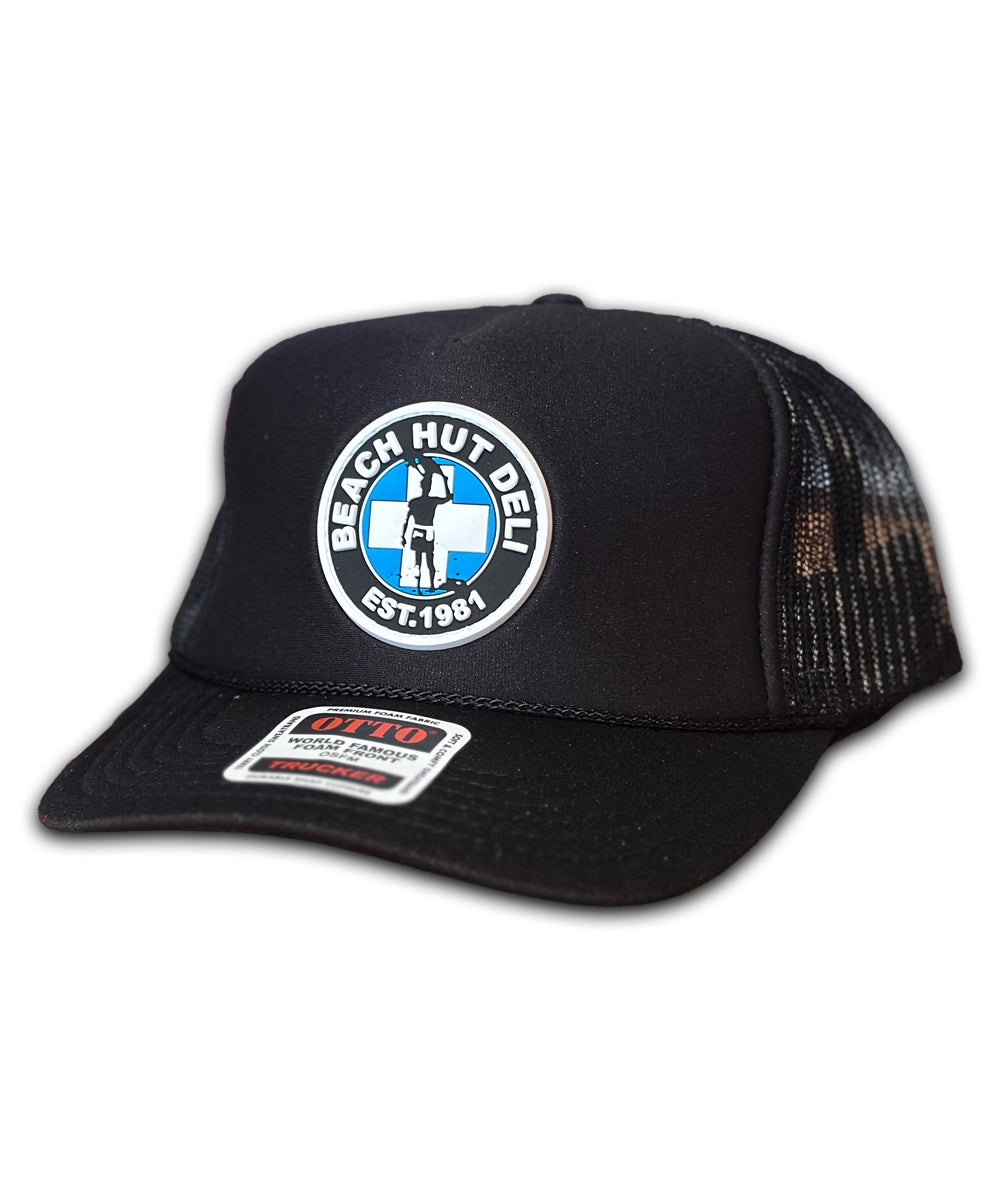 Black Trucker Snapback w/ PVC Lifeguard Logo