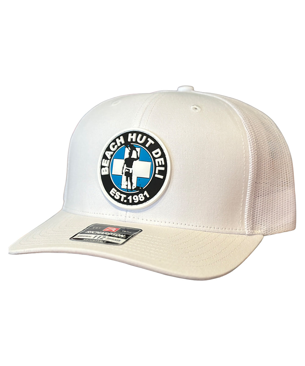 White Trucker Snapback w/ PVC Lifeguard Logo