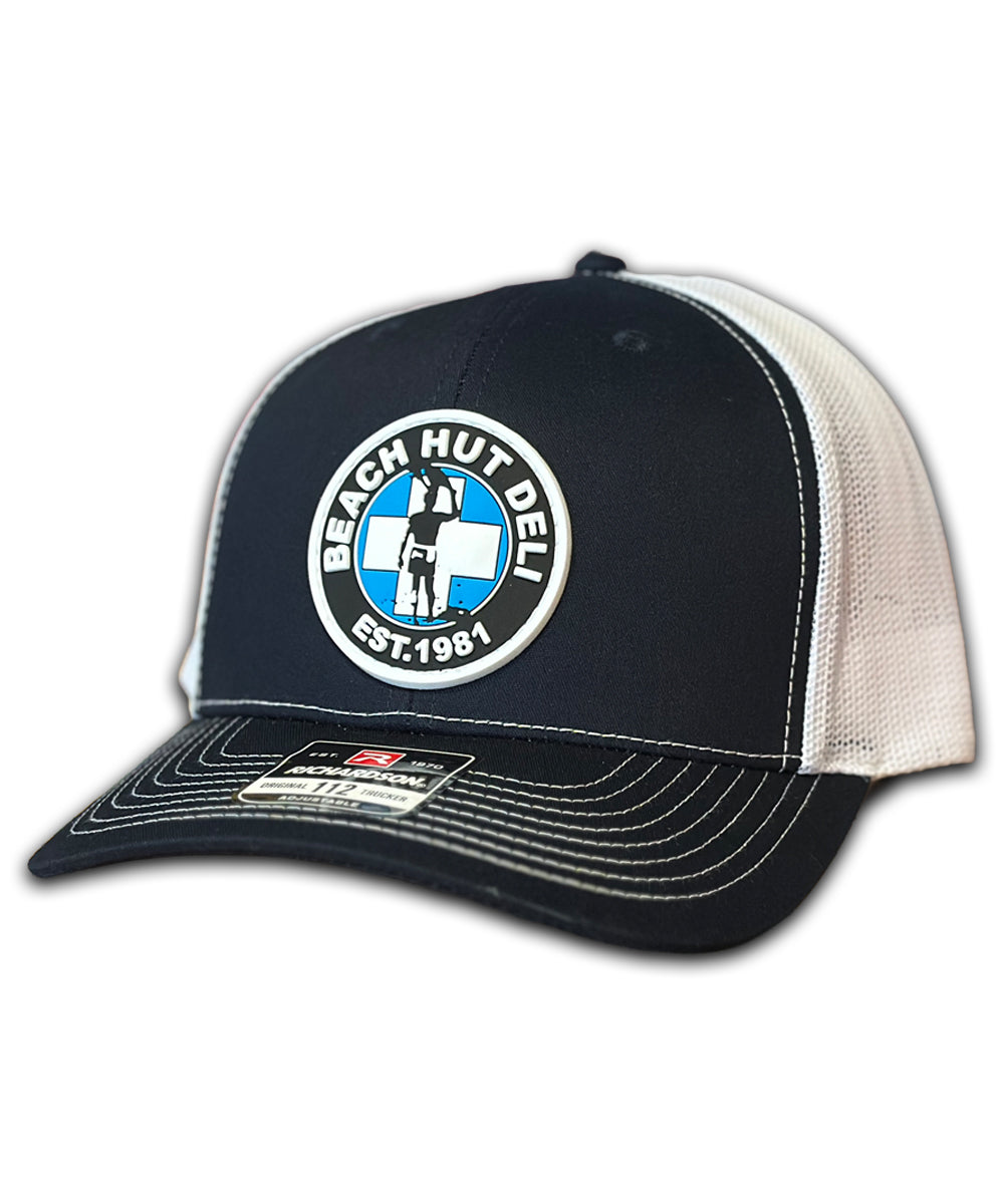 Navy Blue Snapback Trucker Hat w/ PVC Lifeguard Logo